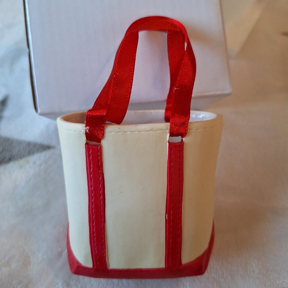 Tote Bag Ornament‎ New With Box White Red Shopping Recycle Bean Bag Christmas